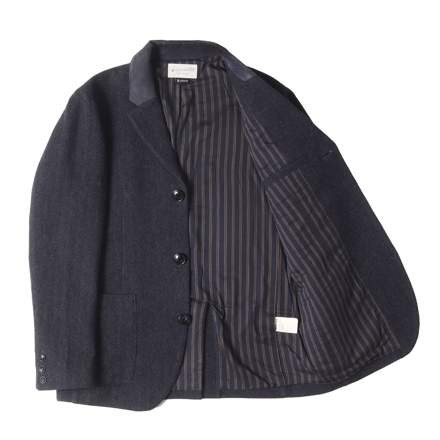 襟スウェード ツイード テーラードジャケット(TWEED / W-JKT)