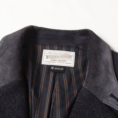 襟スウェード ツイード テーラードジャケット(TWEED / W-JKT)