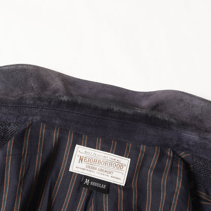 襟スウェード ツイード テーラードジャケット(TWEED / W-JKT)