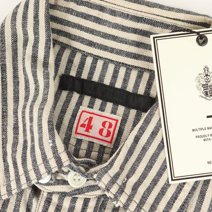 コットン/リネン ヒッコリーストライプ ワークシャツ