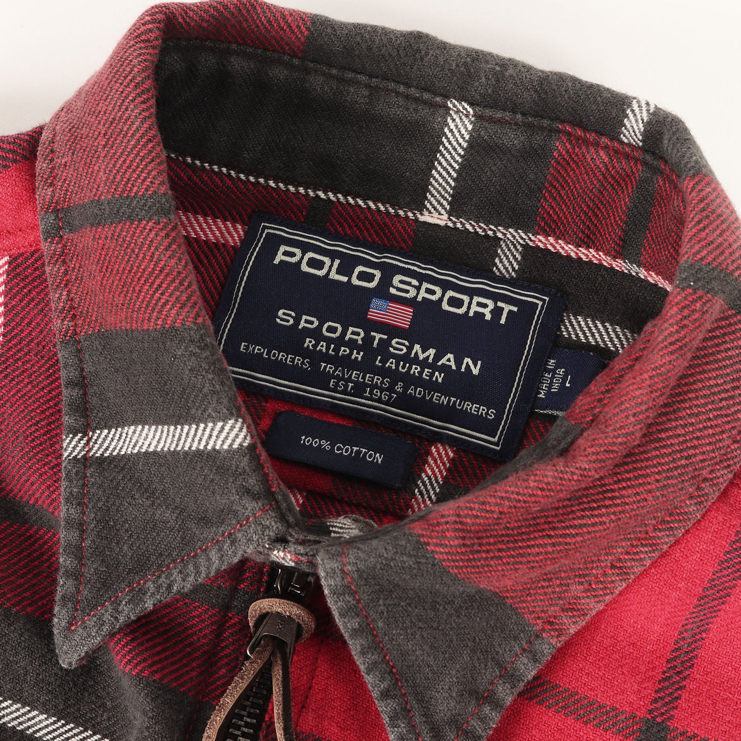 90s POLO SPORT ヘビー チェックネル ハーフジップ シャツ