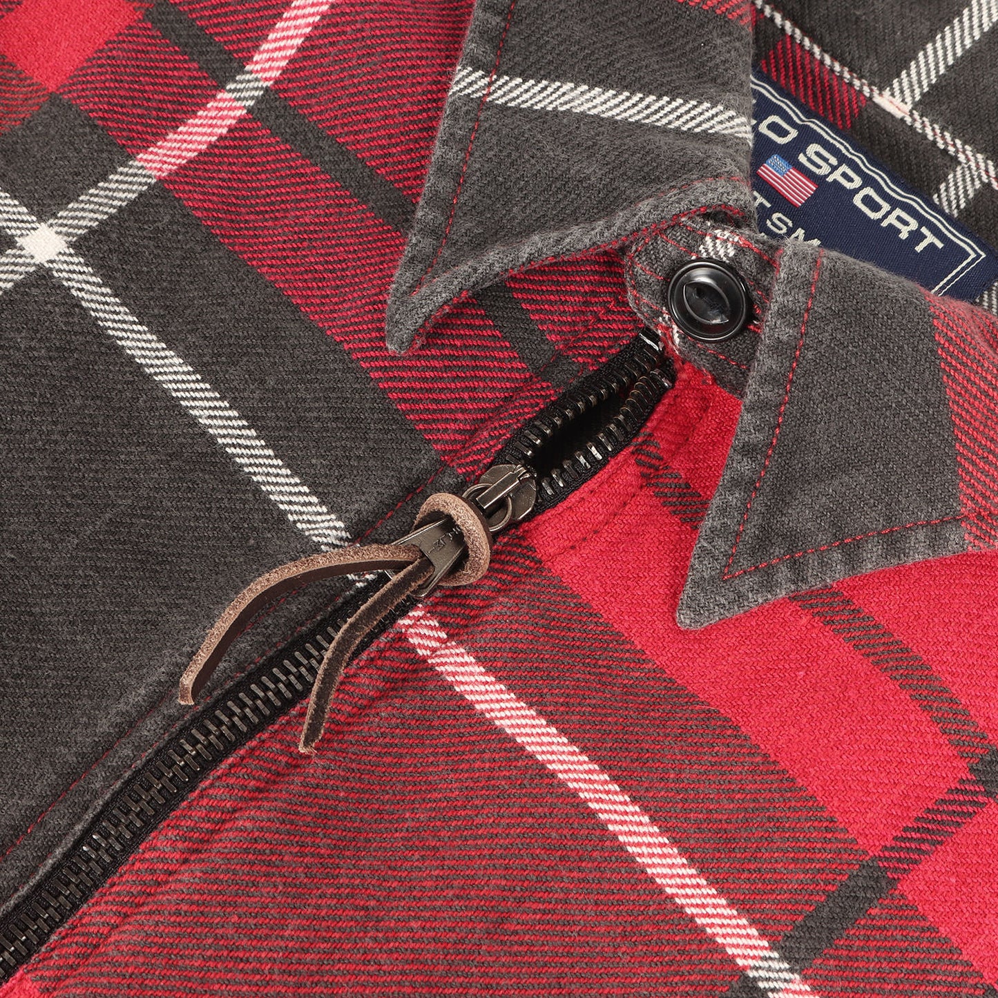 90s POLO SPORT ヘビー チェックネル ハーフジップ シャツ