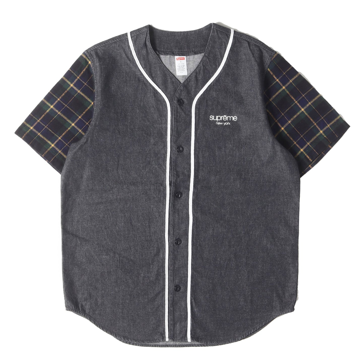 袖チェックネル デニム ベースボールシャツ(Denim Flannel Baseball Shirt)