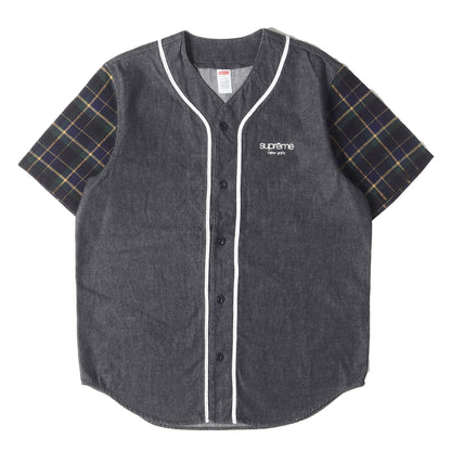 袖チェックネル デニム ベースボールシャツ(Denim Flannel Baseball Shirt)