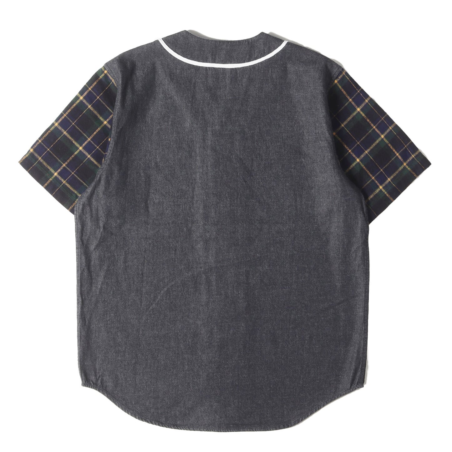 袖チェックネル デニム ベースボールシャツ(Denim Flannel Baseball Shirt)
