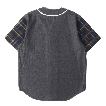 袖チェックネル デニム ベースボールシャツ(Denim Flannel Baseball Shirt)