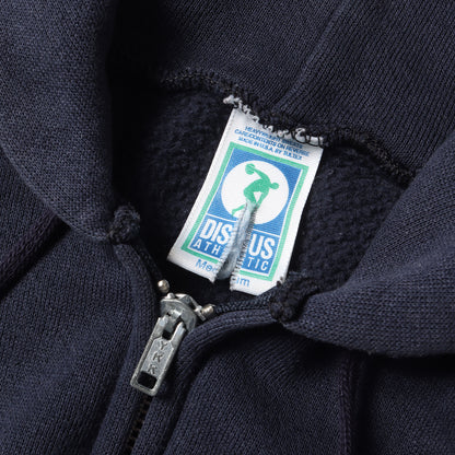 [雰囲気抜群 ナス紺] 90s 無地 フルジップ スウェットパーカー / USA製 DISCUS ATHLETIC
