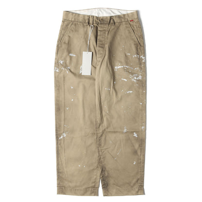 25SS ペンキ加工 ワイド ミリタリー チノパンツ(PAINTED NO TUCK WIDE CHINO TROUSERS)