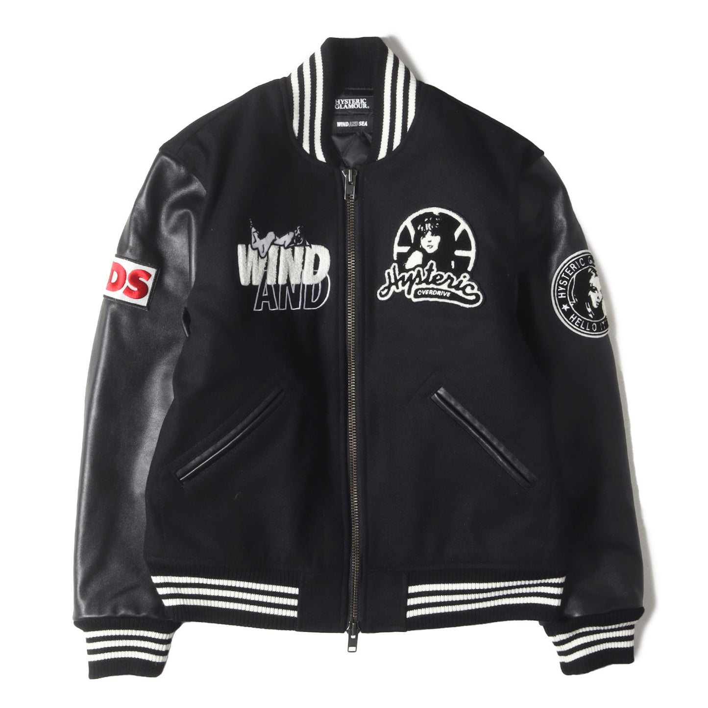 ×HYSTERIC GLAMOUR 袖レザー メルトン スタジャン(WDS STADIUM JUMPER)