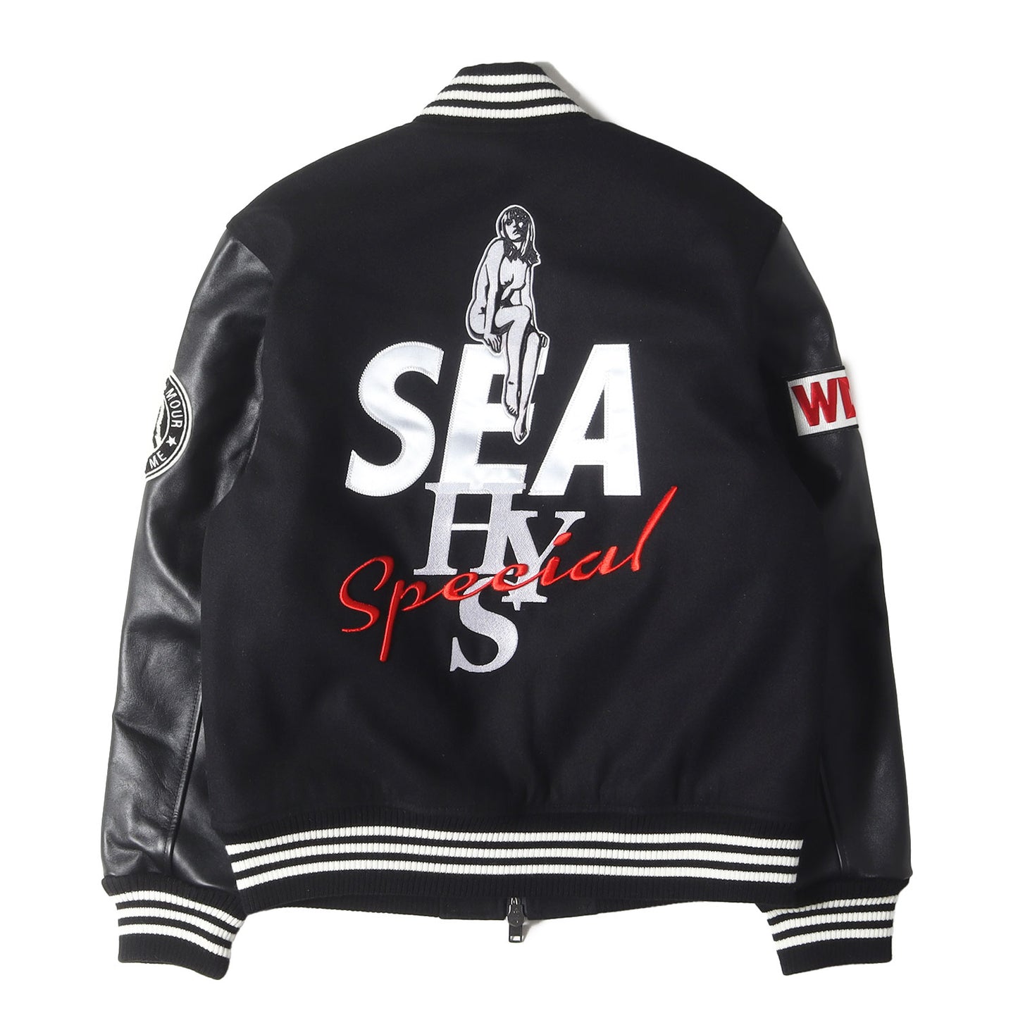 ×HYSTERIC GLAMOUR 袖レザー メルトン スタジャン(WDS STADIUM JUMPER)