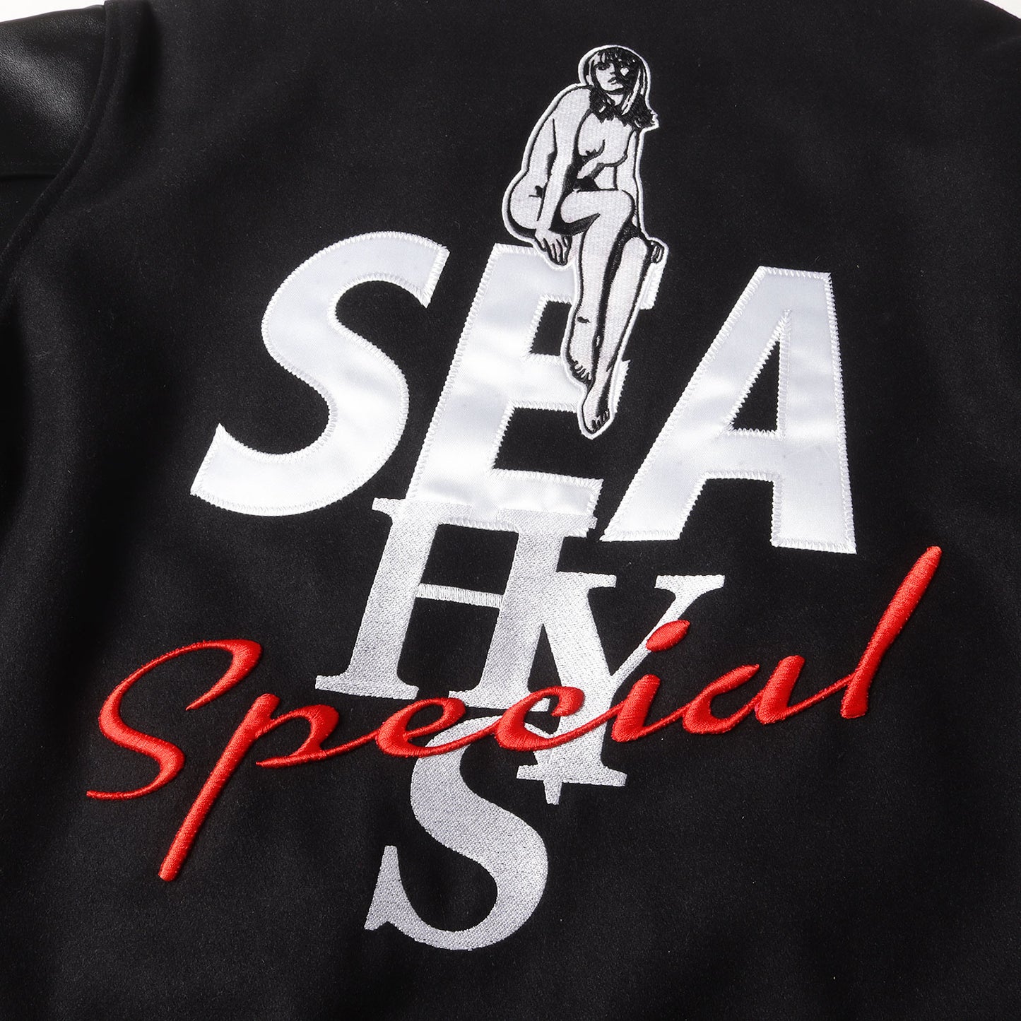 ×HYSTERIC GLAMOUR 袖レザー メルトン スタジャン(WDS STADIUM JUMPER)