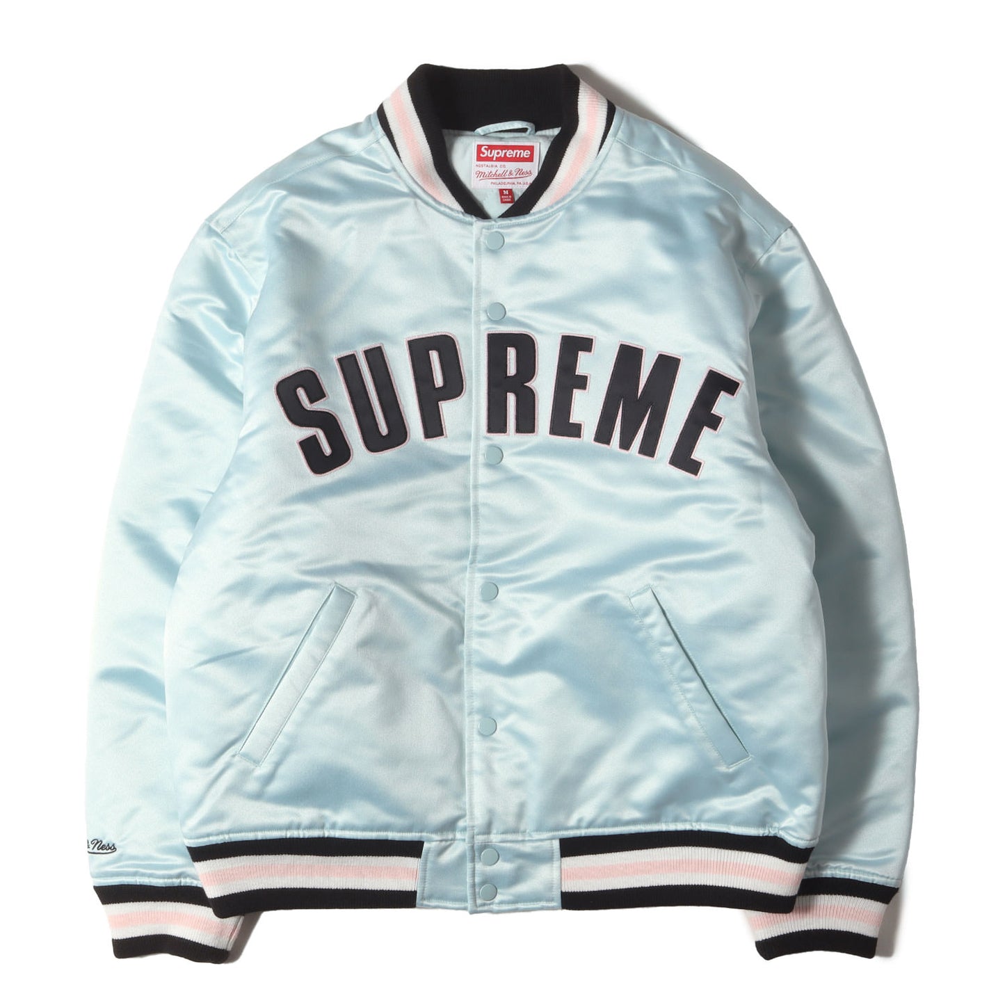 21SS ×Mitchell & Ness サテン バーシティジャケット / スタジャン(Satin Varsity Jacket)