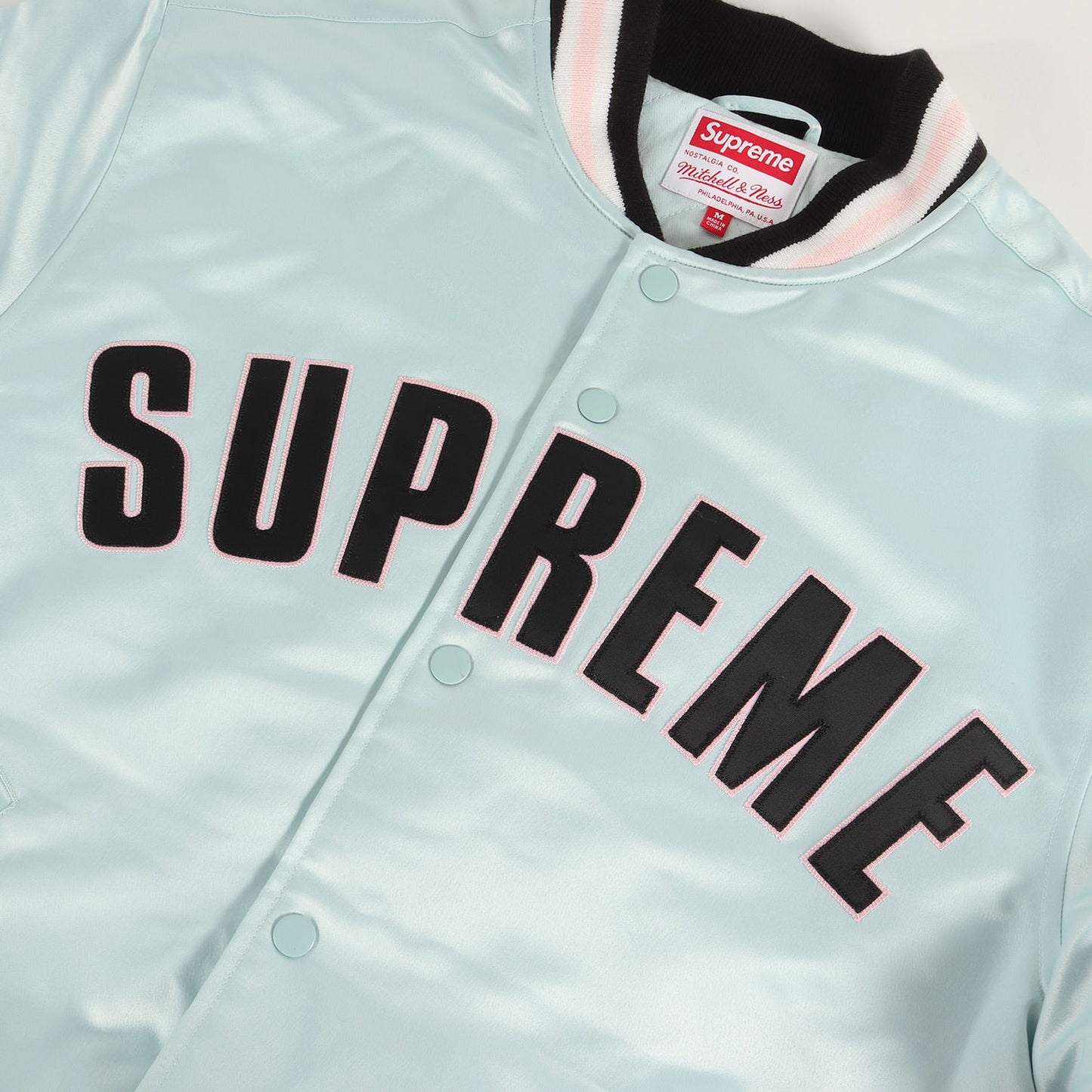 21SS ×Mitchell & Ness サテン バーシティジャケット / スタジャン(Satin Varsity Jacket)