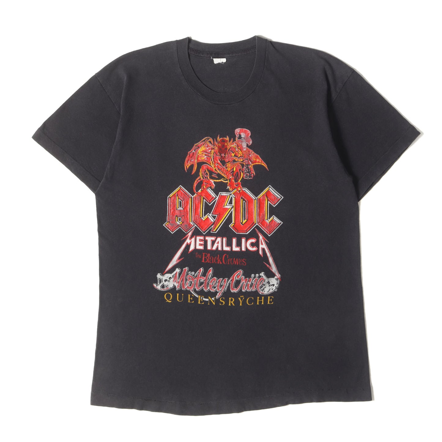 90s Metallica AC/DC Motley Crue The Black Crowes Queensryche MONSTERS OF ROCK TOUR 1991 Tシャツ