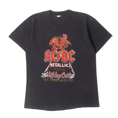 90s Metallica AC/DC Motley Crue The Black Crowes Queensryche MONSTERS OF ROCK TOUR 1991 Tシャツ