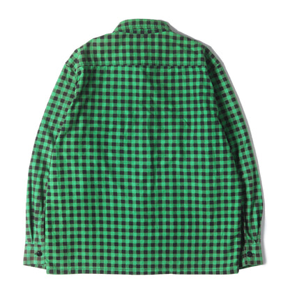 00s ロゴ刺繍 プリントチェック フランネル 半袖シャツ