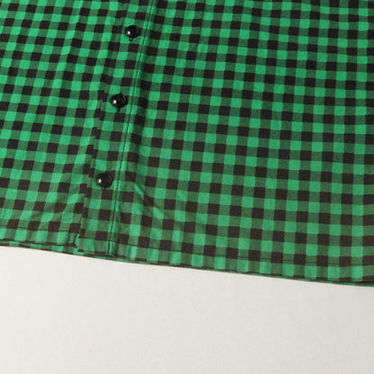 00s ロゴ刺繍 プリントチェック フランネル 半袖シャツ