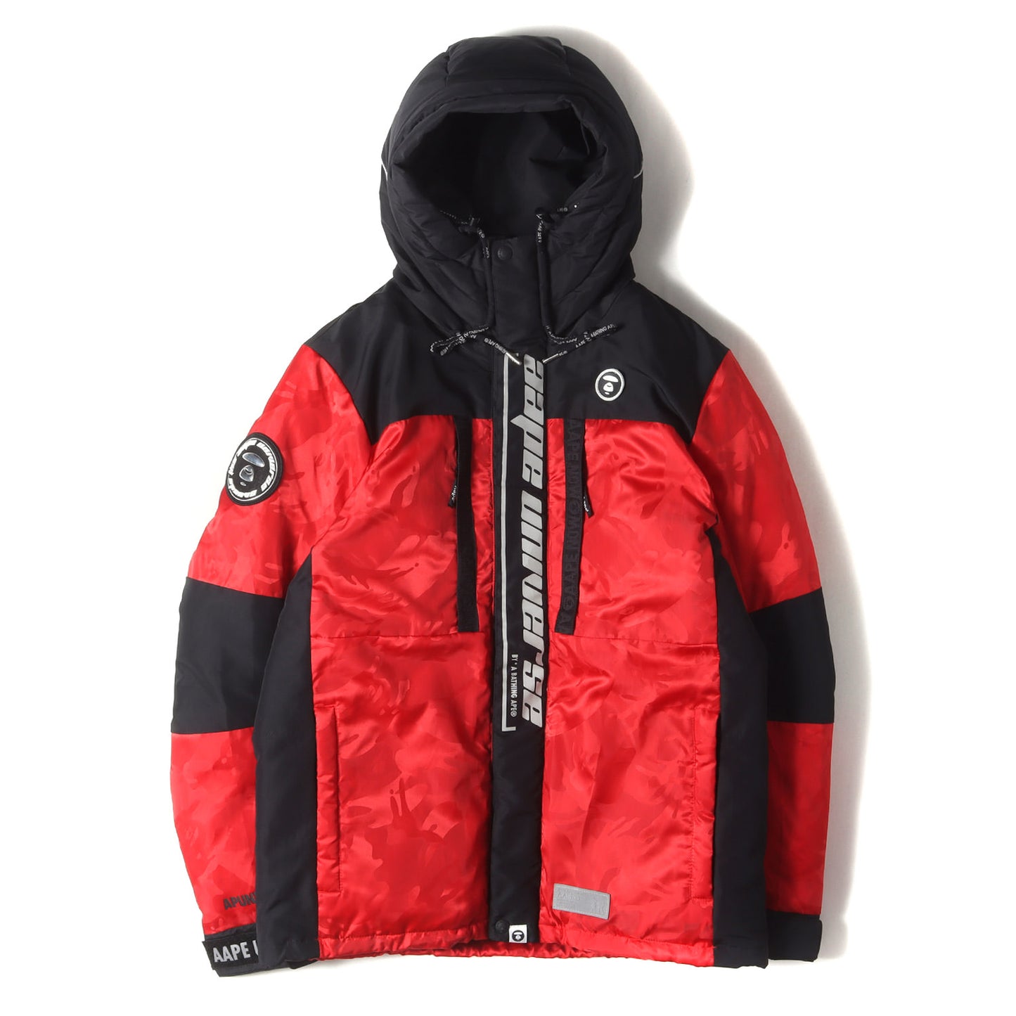 AAPE ジャガードカモ フード ダウンジャケット