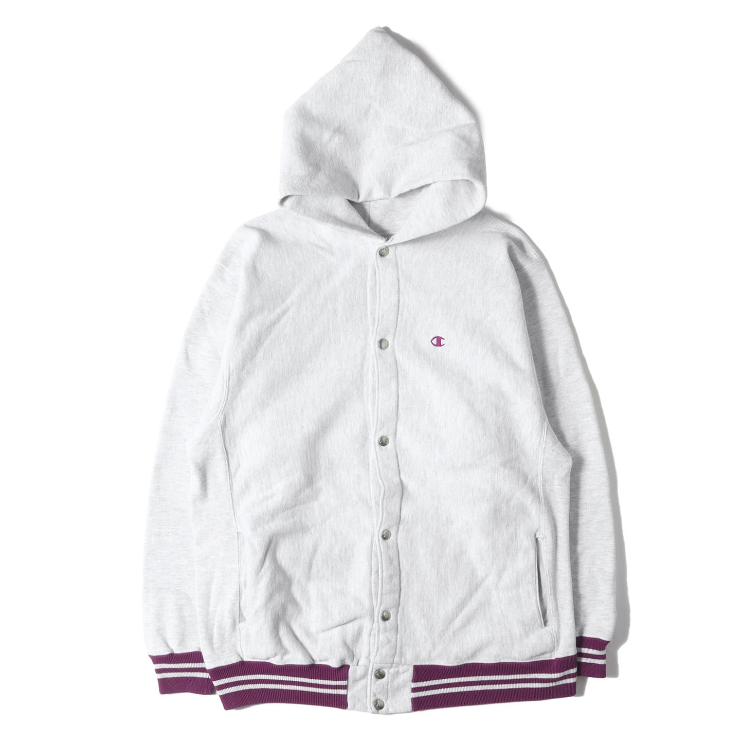 [珍品 希少モデル] 90s リブライン リバースウィーブ フルスナップボタン スウェットパーカー / USA製 刺繍タグ