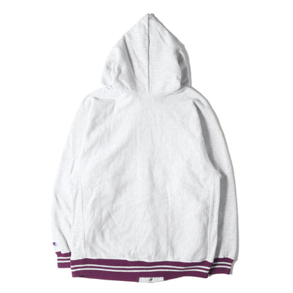 [珍品 希少モデル] 90s リブライン リバースウィーブ フルスナップボタン スウェットパーカー / USA製 刺繍タグ