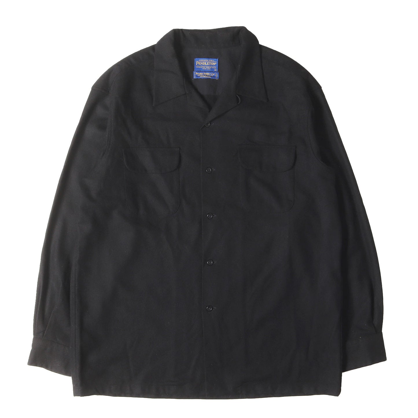 [近年モデル ブラック 無地] オープンカラー ウール ボード シャツ (BOARD SHIRT JAC)
