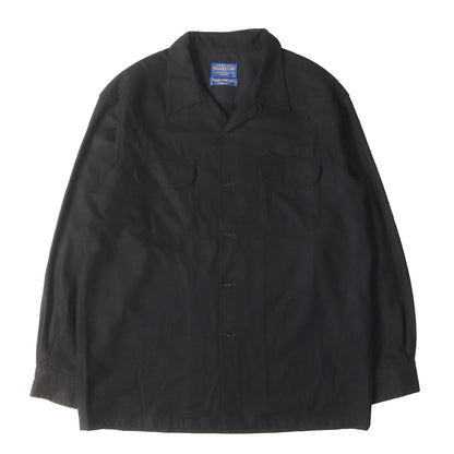 [近年モデル ブラック 無地] オープンカラー ウール ボード シャツ (BOARD SHIRT JAC)