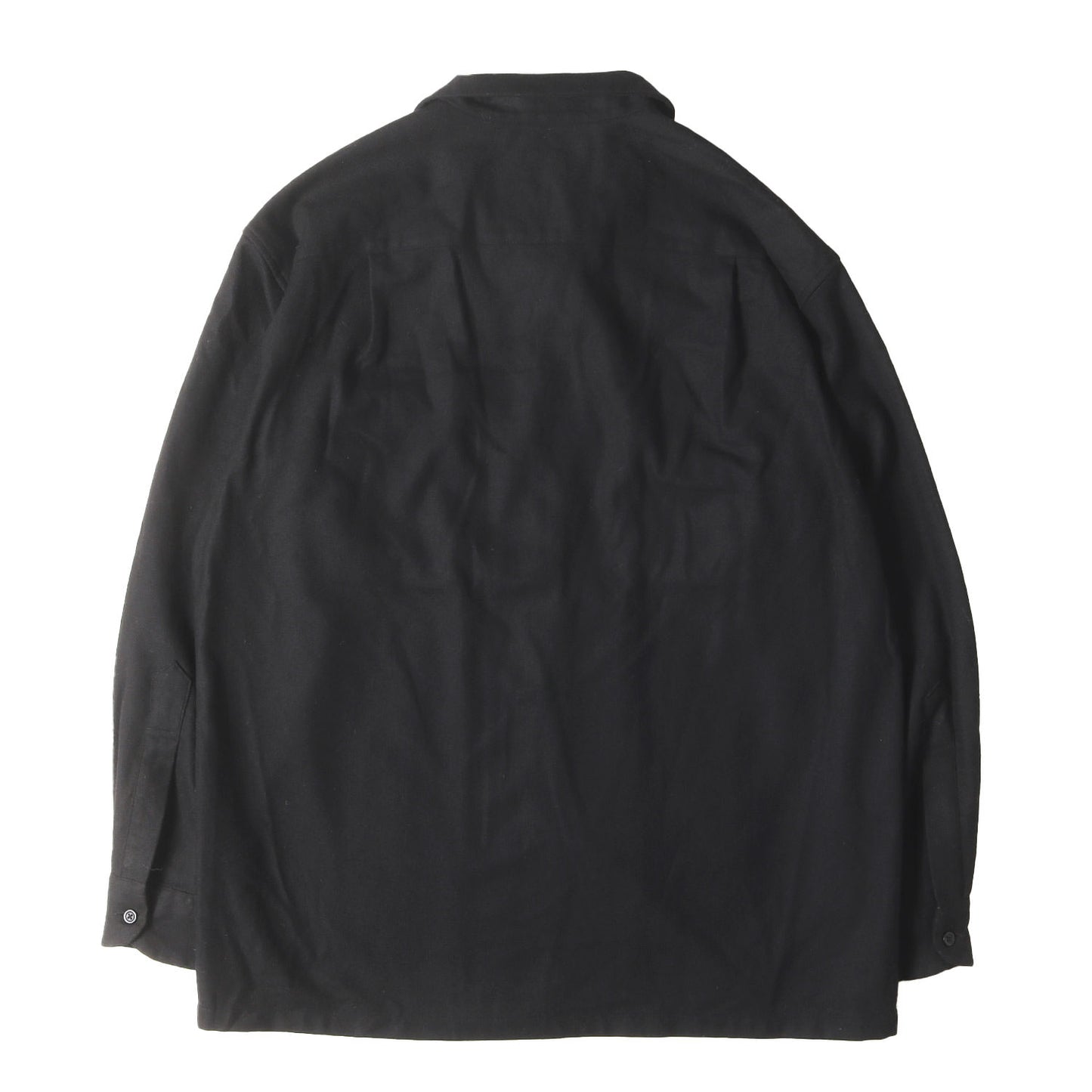 [近年モデル ブラック 無地] オープンカラー ウール ボード シャツ (BOARD SHIRT JAC)