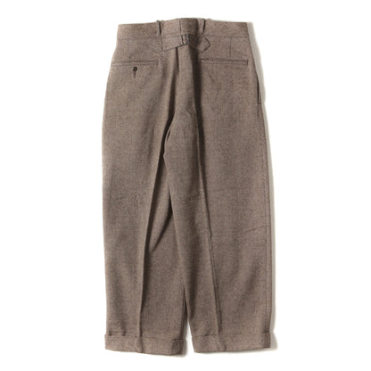 2タック ヘリンボーン ツイード ウール トラウザーズパンツ