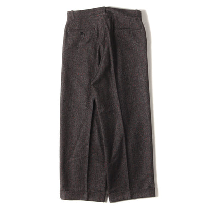 ストライプ ミックス ヘリンボーン ウール ワークパンツ