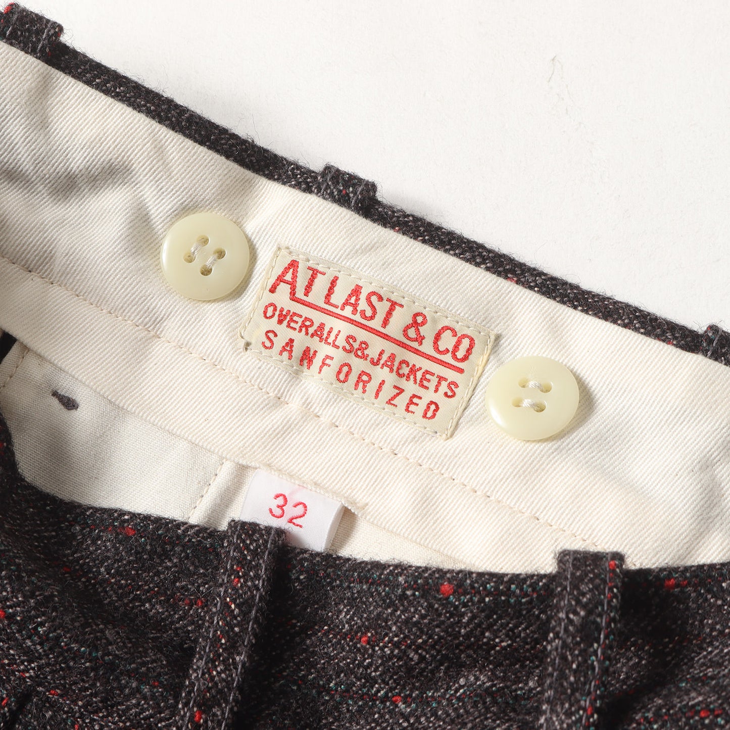 ストライプ ミックス ヘリンボーン ウール ワークパンツ