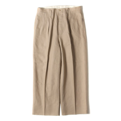 2タック コットン/リネン ツイル ワーク トラウザーズパンツ