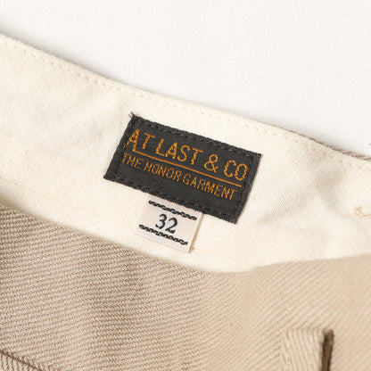 2タック コットン/リネン ツイル ワーク トラウザーズパンツ