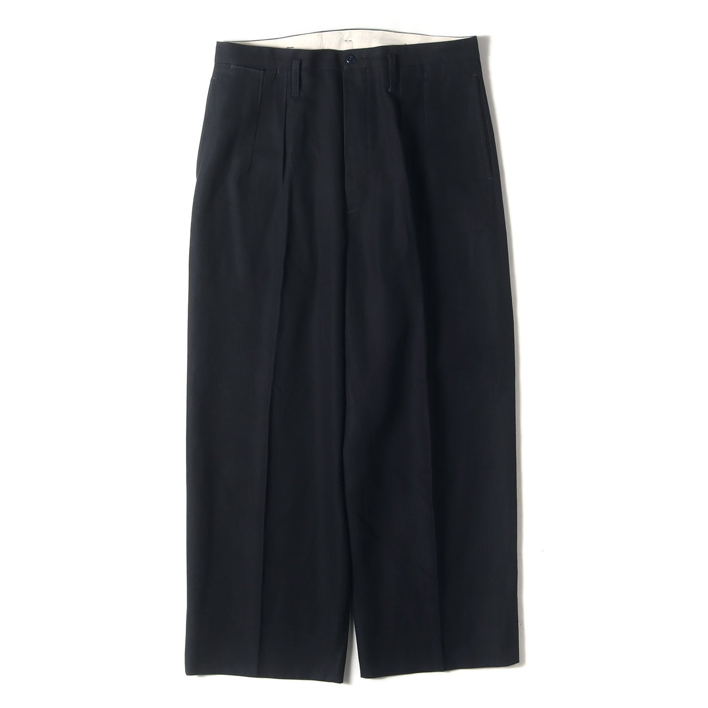 2タック コットン/リネン ツイル ワーク トラウザーズパンツ