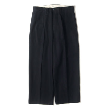 2タック コットン/リネン ツイル ワーク トラウザーズパンツ