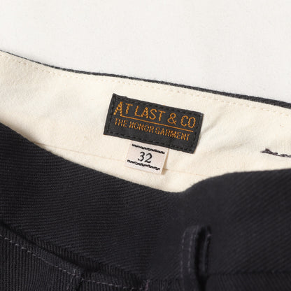 2タック コットン/リネン ツイル ワーク トラウザーズパンツ