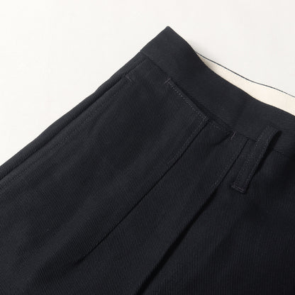 2タック コットン/リネン ツイル ワーク トラウザーズパンツ