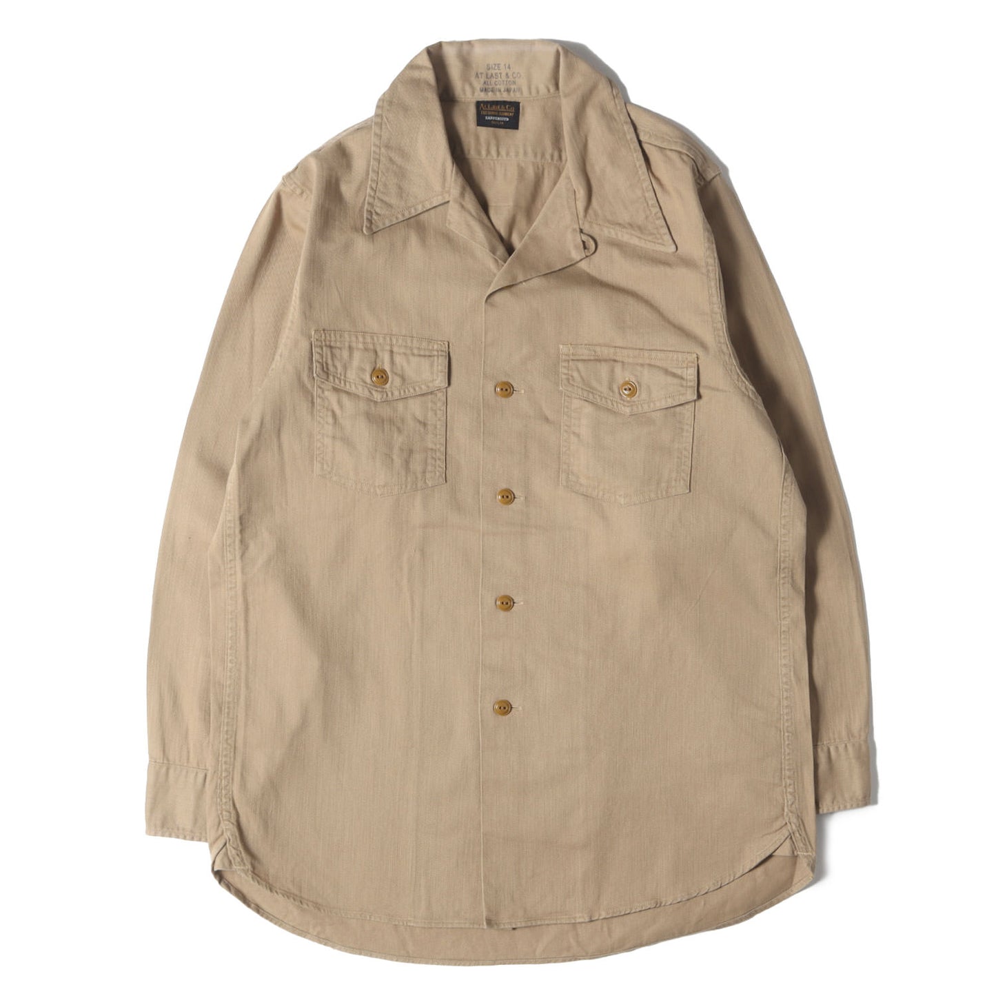 コットンツイル オープンカラー ワークシャツ