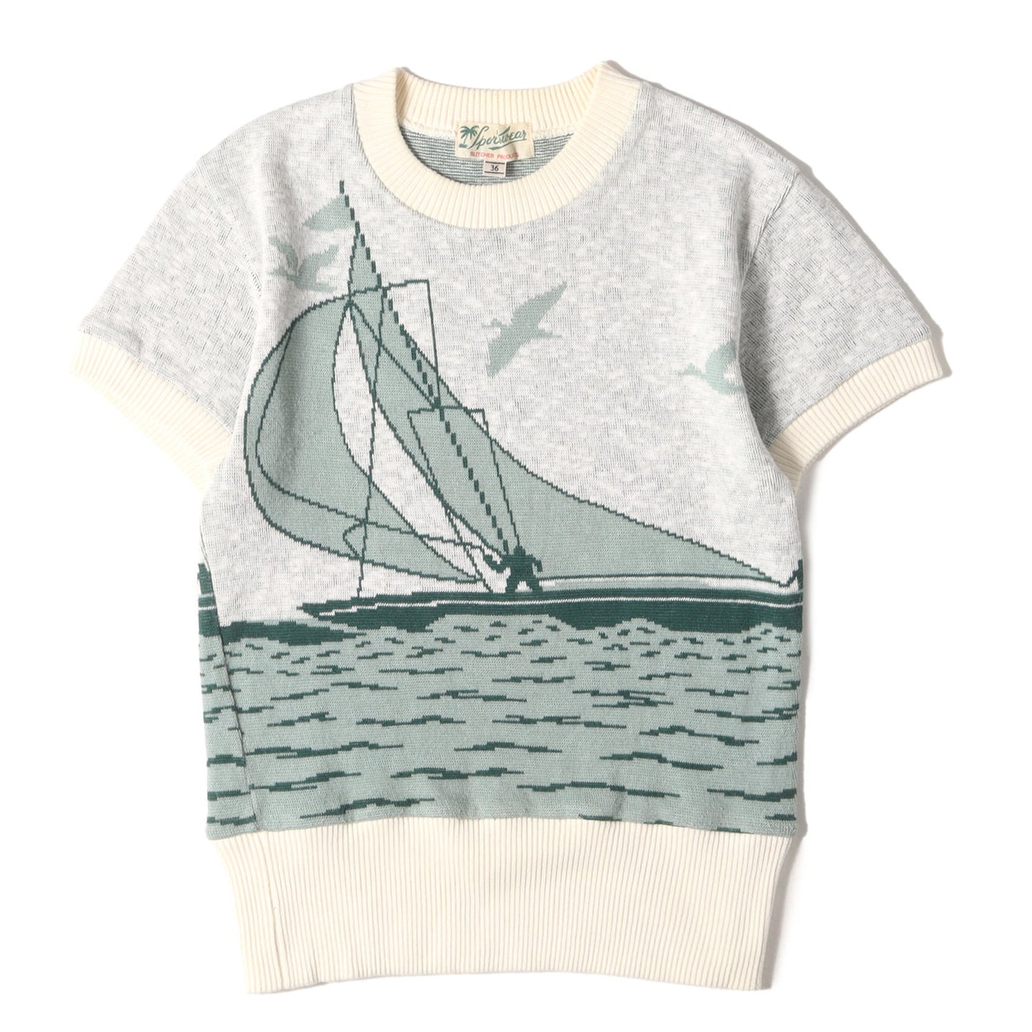 BUTCHER PRODUCTS ヨット柄 ジャガード 半袖ニット