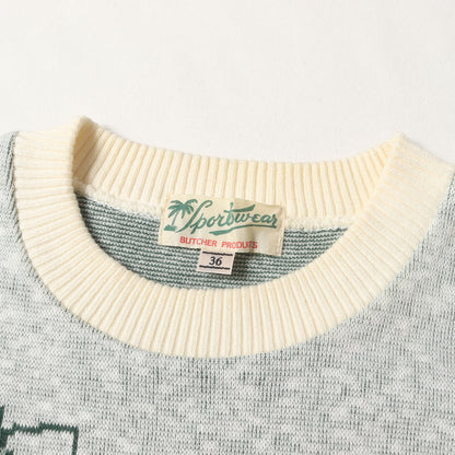 BUTCHER PRODUCTS ヨット柄 ジャガード 半袖ニット