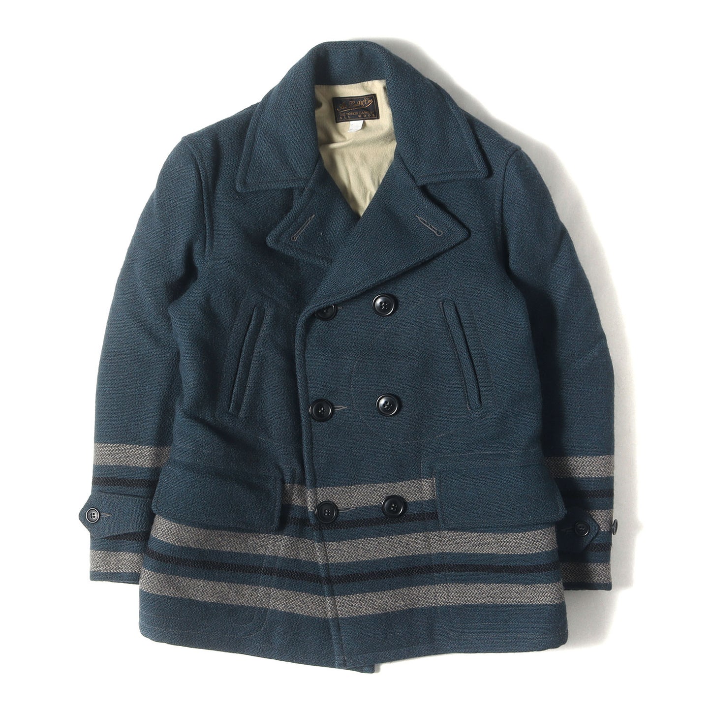 ボーダー ウール ブランケット Pコート(WOOL BLANKET COAT)