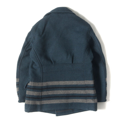 ボーダー ウール ブランケット Pコート(WOOL BLANKET COAT)
