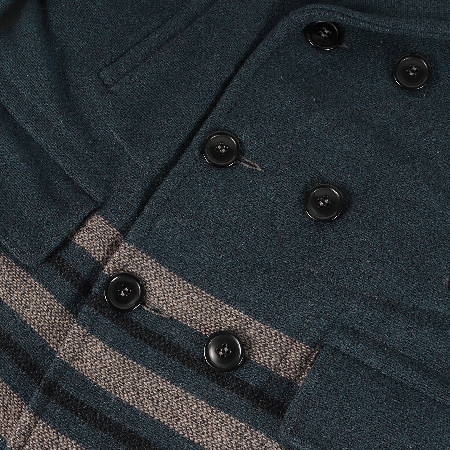 ボーダー ウール ブランケット Pコート(WOOL BLANKET COAT)