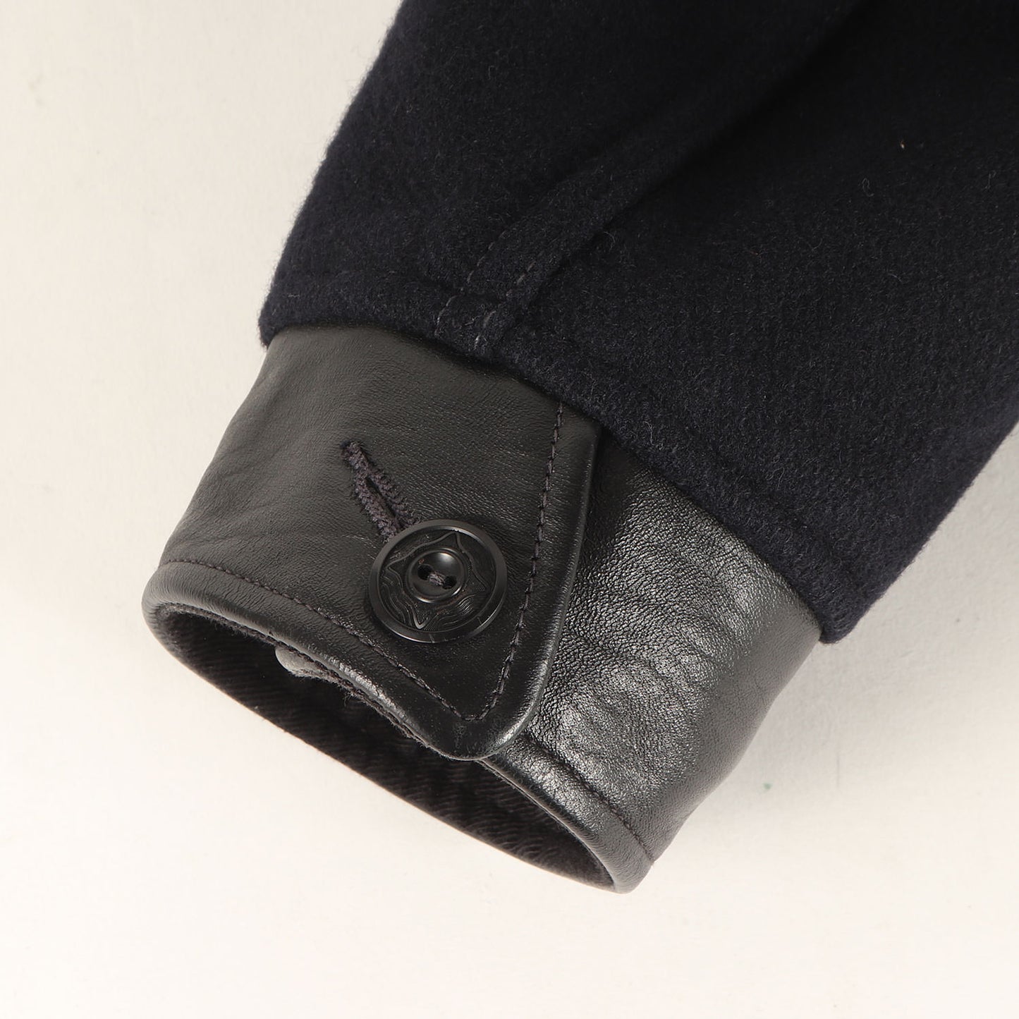 レザーコンビ メルトンウール コサックジャケット