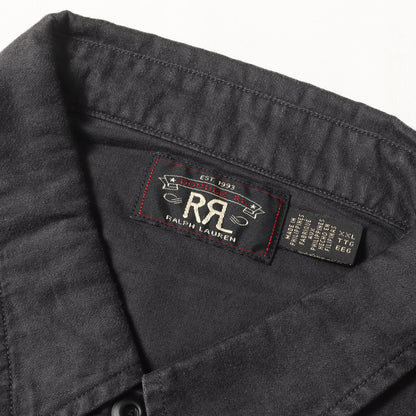 [近年モデル] ウォッシュ加工 コットン/リネン サテン ワークシャツ