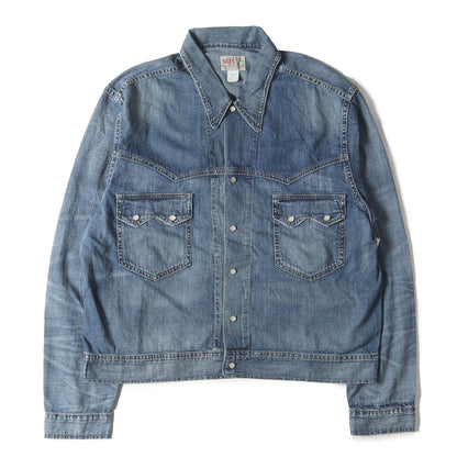 [近年モデル] ヴィンテージ加工 デニム ウエスタン ジャケット (Hewson Indigo Denim Western Jacket)
