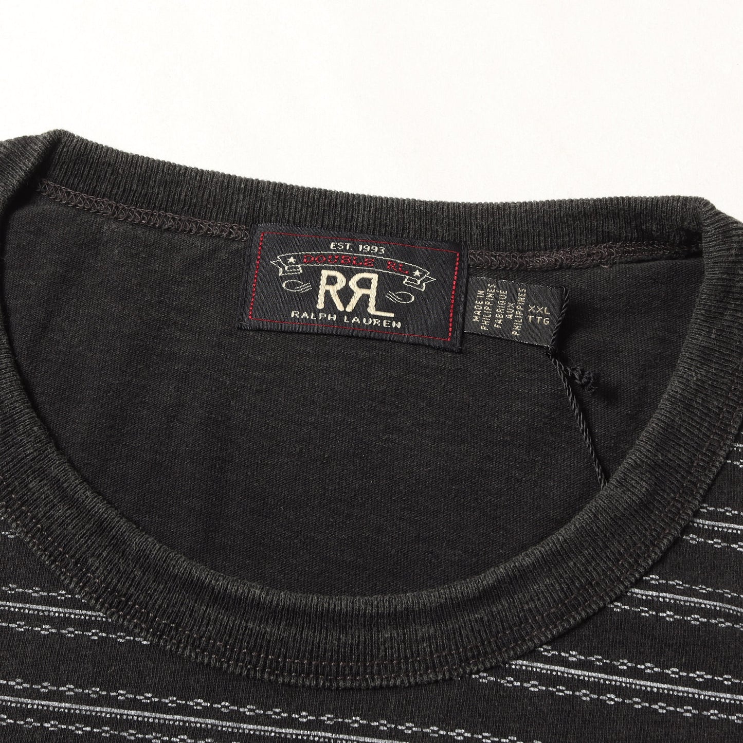[近年モデル] ヴィンテージ加工 ボーダープリント クルーネック Tシャツ