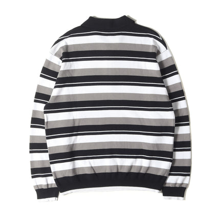 24AW ボーダー ジップ ロングスリーブ ポロシャツ(Stripe Zip L/S Polo)