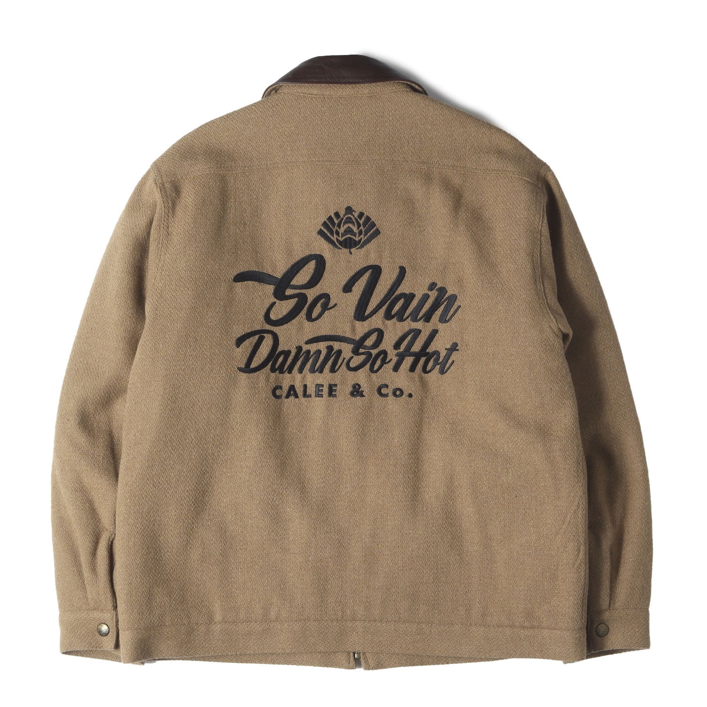 襟レザー 裏地総柄 ウール スイングトップ ジャケット