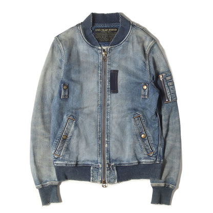 20AW ヴィンテージ加工 デニムスウェット MA-1 ジャケット(SWEATLIKE-STRETCH DENIM TYPE-MA-1 FLIGHT JACKET)