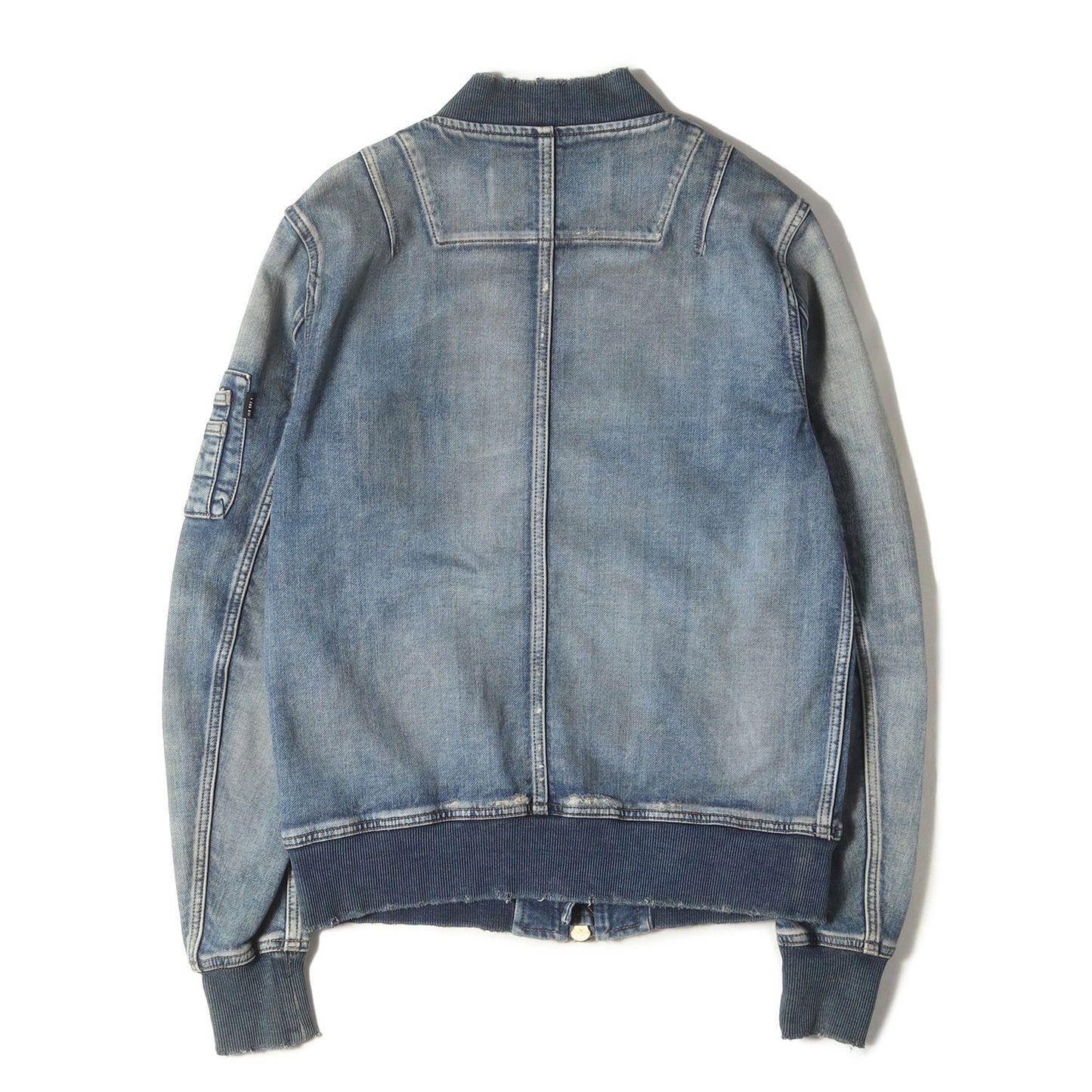 20AW ヴィンテージ加工 デニムスウェット MA-1 ジャケット(SWEATLIKE-STRETCH DENIM TYPE-MA-1 FLIGHT JACKET)